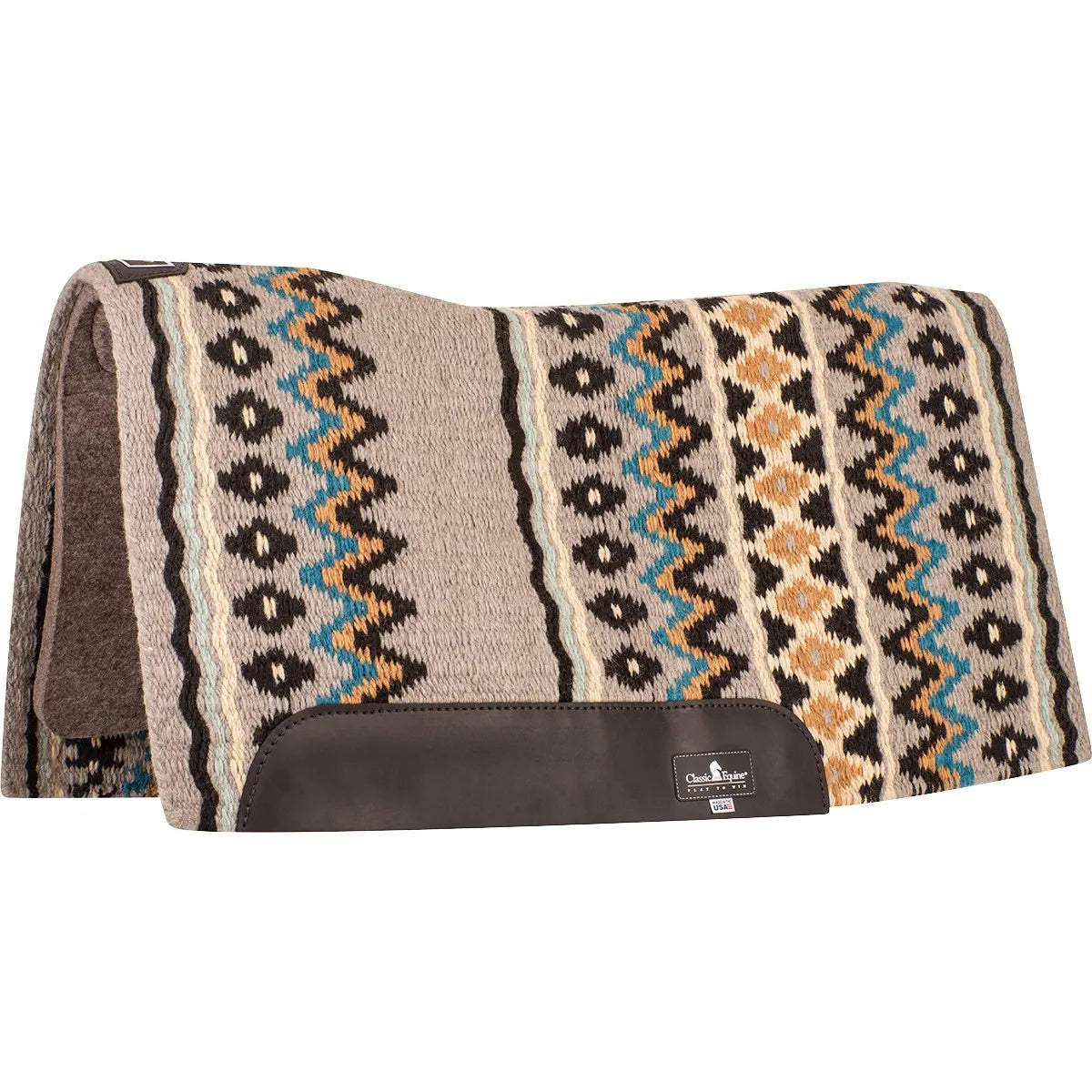 Blanket Top Western Saddle Pad - 1/2-Inch Natural Wool Felt, Hand-Woven Top, Contoured Spine & Wither Relief