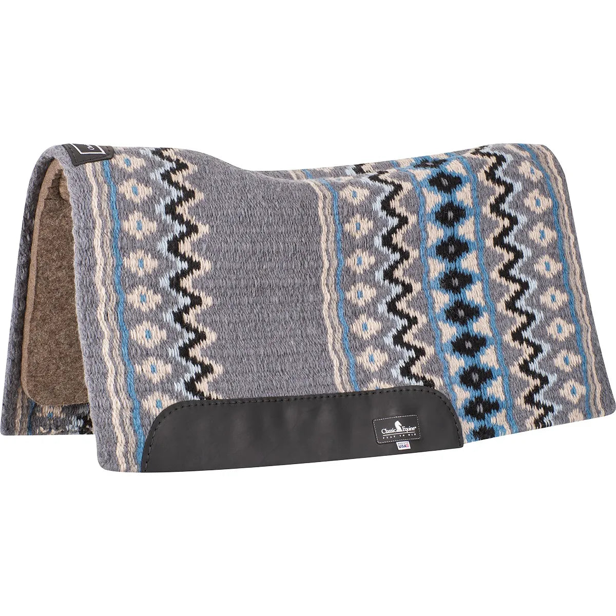 Blanket Top Western Saddle Pad - 1/2-Inch Natural Wool Felt, Hand-Woven Top, Contoured Spine & Wither Relief