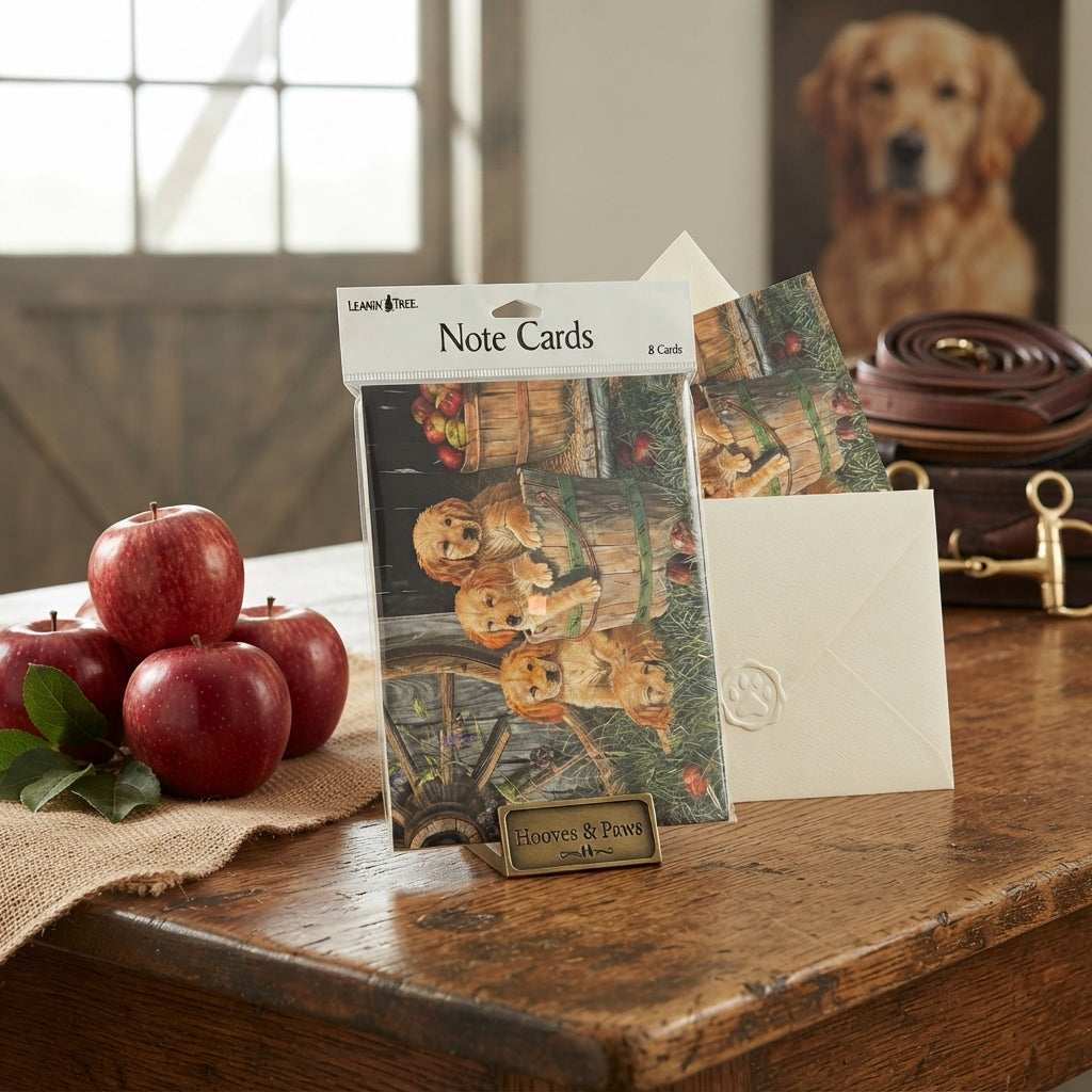 Lifestyle photo of Leanin' Tree Inc Dogs in a Barrel with Apples Note Cards - 8-Count Set with Envelopes