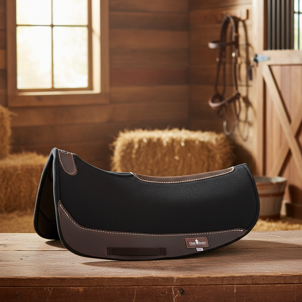 Classic Equine ContourPedic 5/8" Barrel Horse Saddle Pad - Shock Absorbing Western Round Skirt Racing Pad