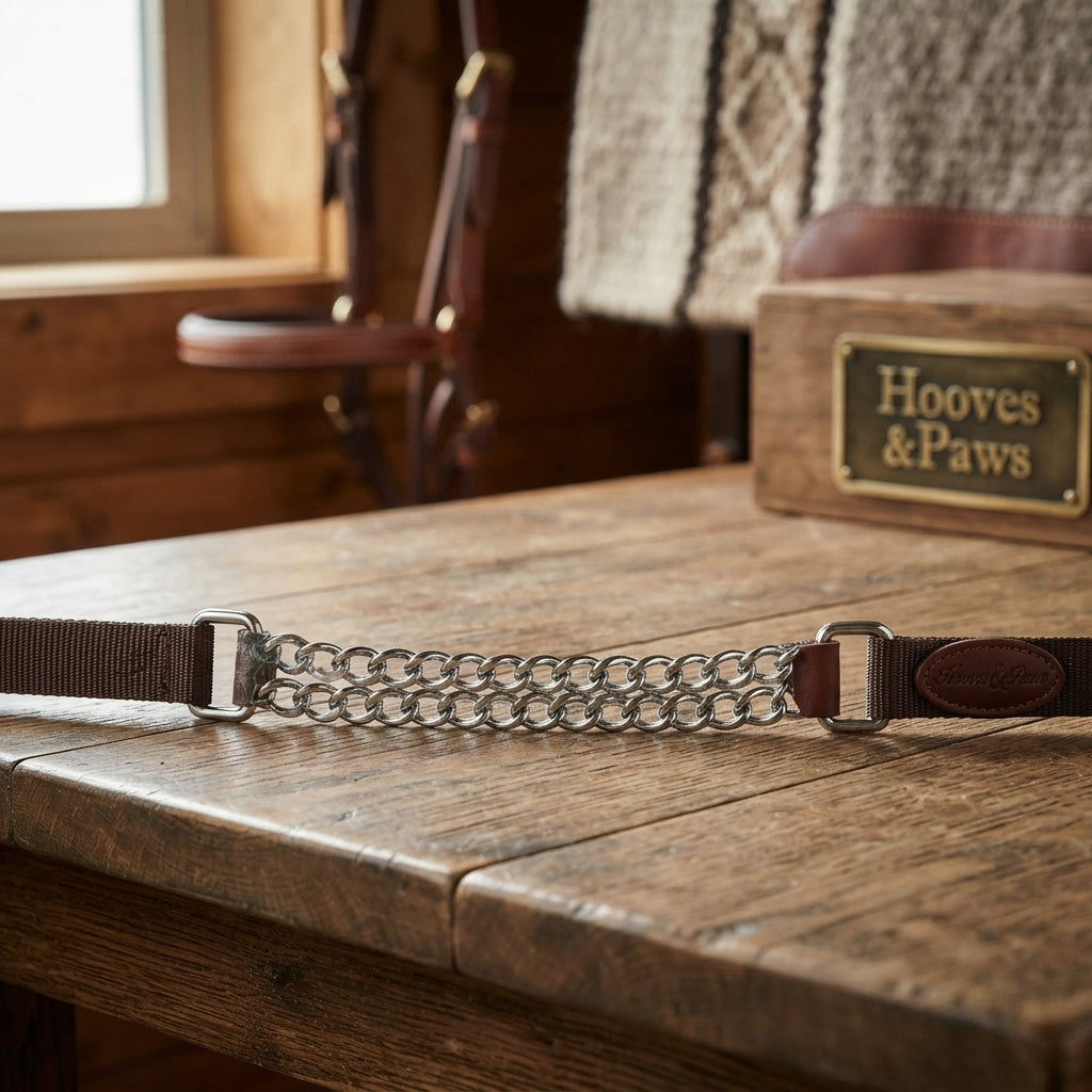 Lifestyle photo of Professional's Choice Nylon Curb Chain - Chocolate - Flat Smooth Design for Comfort & Even Pressure