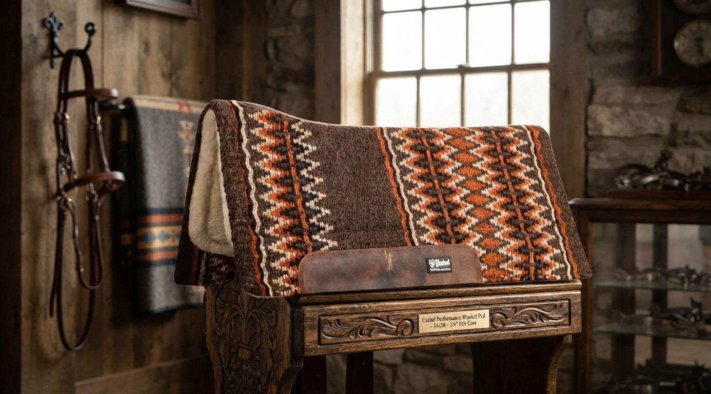Lifestyle photo of Cashel Performance Blanket Felt Western Saddle Pad - 34x38 - 3/4" Felt Core with Merino Fleece Bottom