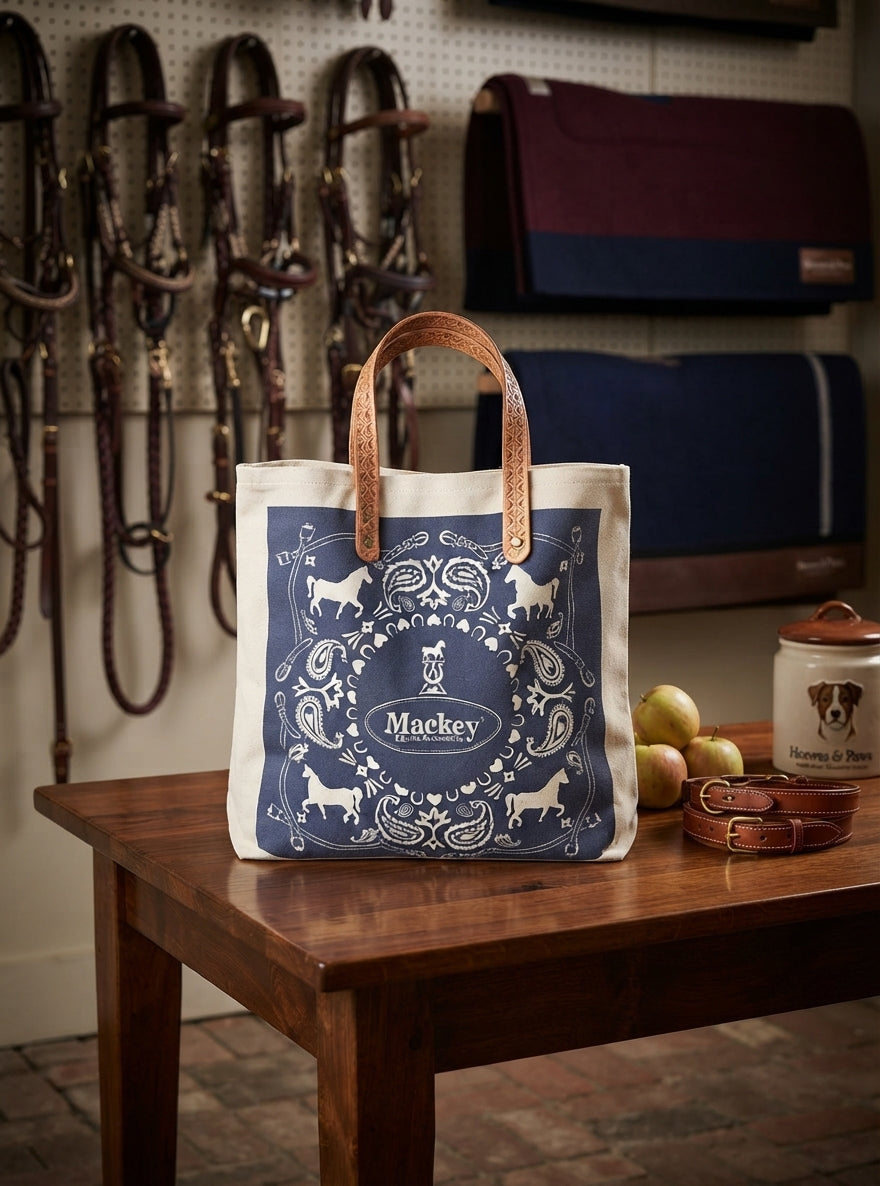 Lifestyle photo of Mackey, Inc. Classics Heavy Canvas Tote Bag with Leather Handles - 17" H x 16" W