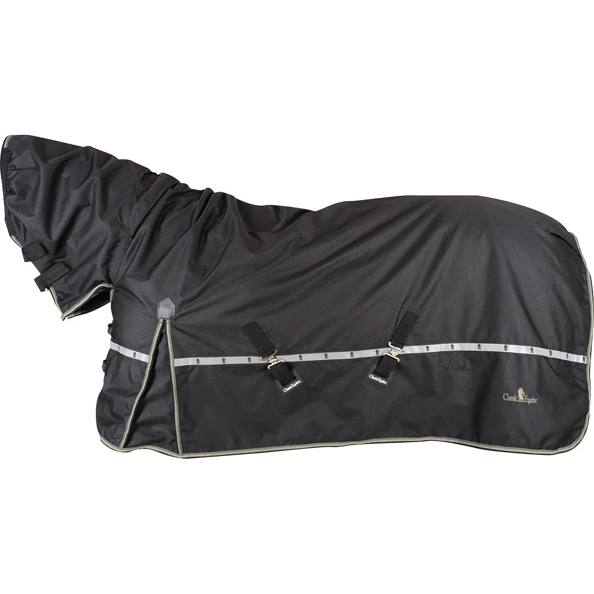 Classic Equine 5K Cross Trainer Hooded Waterproof Turnout Horse Blanket - 1200D 100g Fill - Multiple Sizes