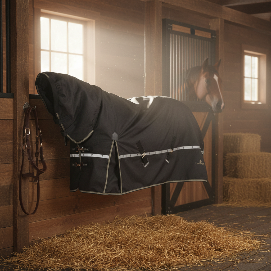 Classic Equine 5K Cross Trainer Hooded Waterproof Turnout Horse Blanket - 1200D 100g Fill - Multiple Sizes