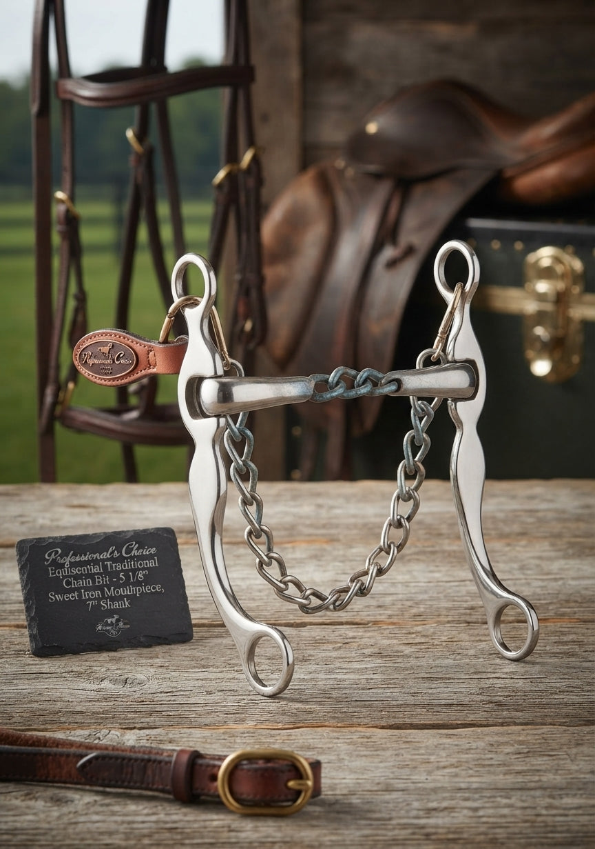 Lifestyle photo of Professional's Choice Equisential Traditional Chain Bit - 5 1/8" Sweet Iron Mouthpiece, 7" Shank