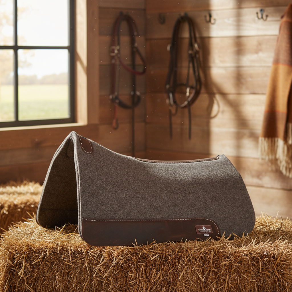Classic Equine 100% Wool Felt Western Saddle Pad - 3/4-inch Contoured Shock-Absorbing Pad