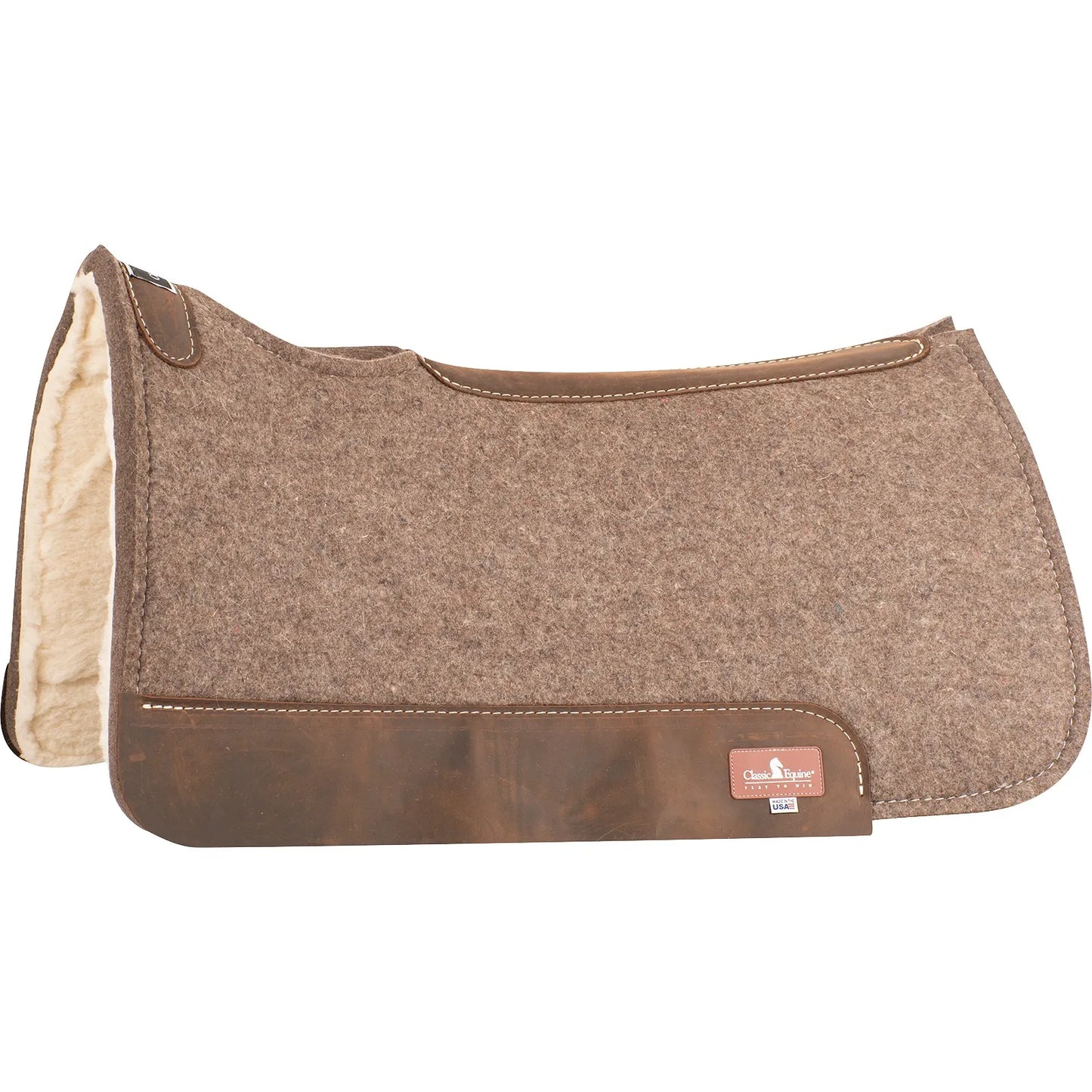 Classic Equine Premium 100% Wool Felt Western Saddle Pad with Merino Fleece Lining - 1/2-inch