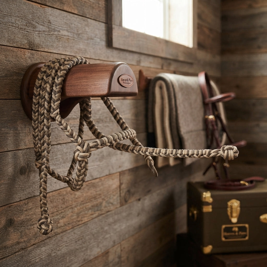 Lifestyle photo of Classic Equine 3-Tone Rope Halter Set with 9-Foot Lead