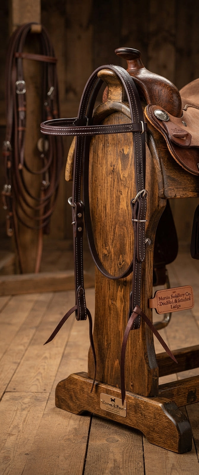 Lifestyle photo of Martin Saddlery Doubled & Stitched Headstall - 5/8" Latigo