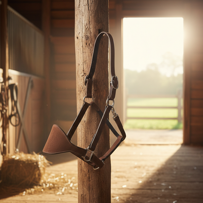 Chocolate Roughout Leather Western Bronc Horse Halter