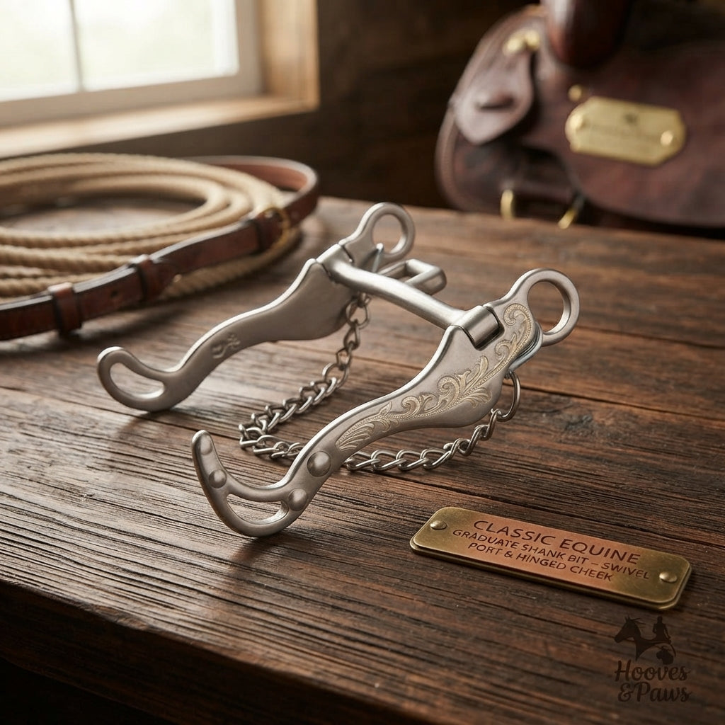 Lifestyle photo of Classic Equine Graduate Shank Bit – Swivel Port & Hinged Cheek