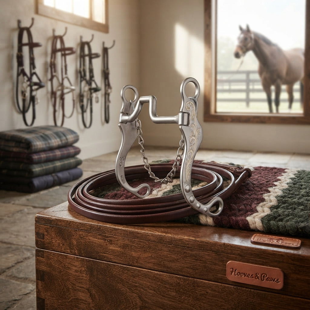 Lifestyle photo of Classic Equine Graduate Shank Bit – Swivel Port & Hinged Cheek