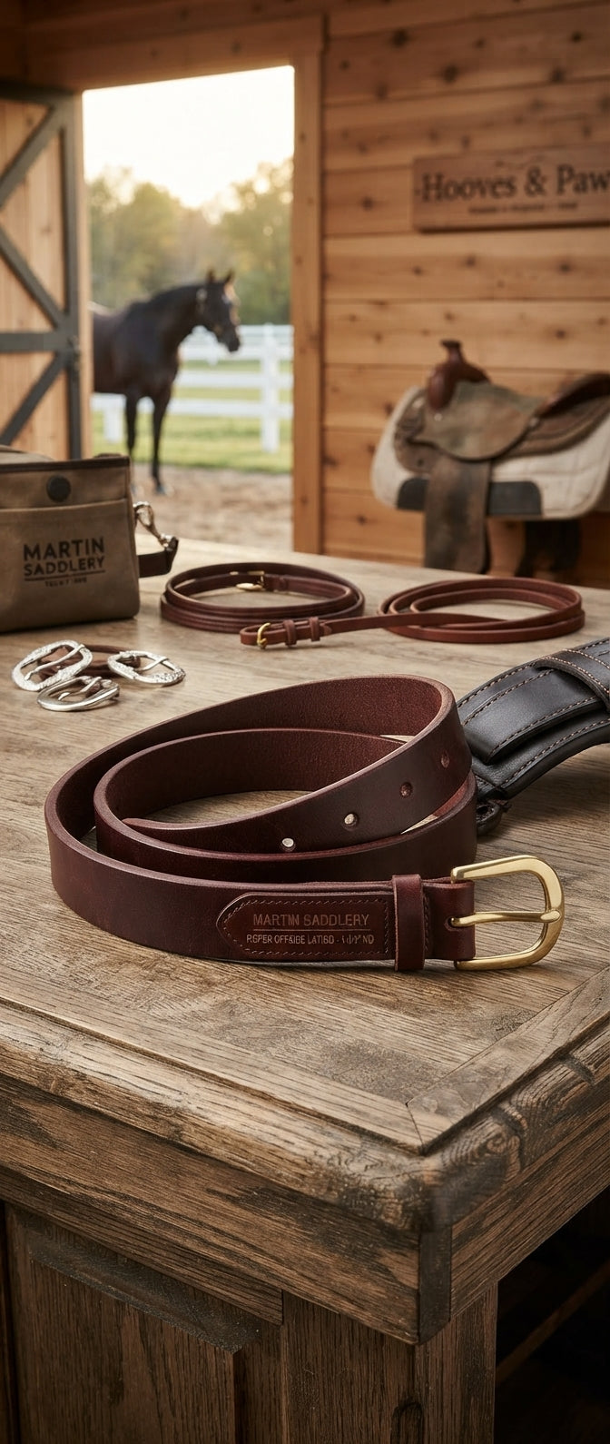 Lifestyle photo of Martin Saddlery Roper Offside Latigo - 1-3/4" Heavy Duty Single-Ply Premium Leather