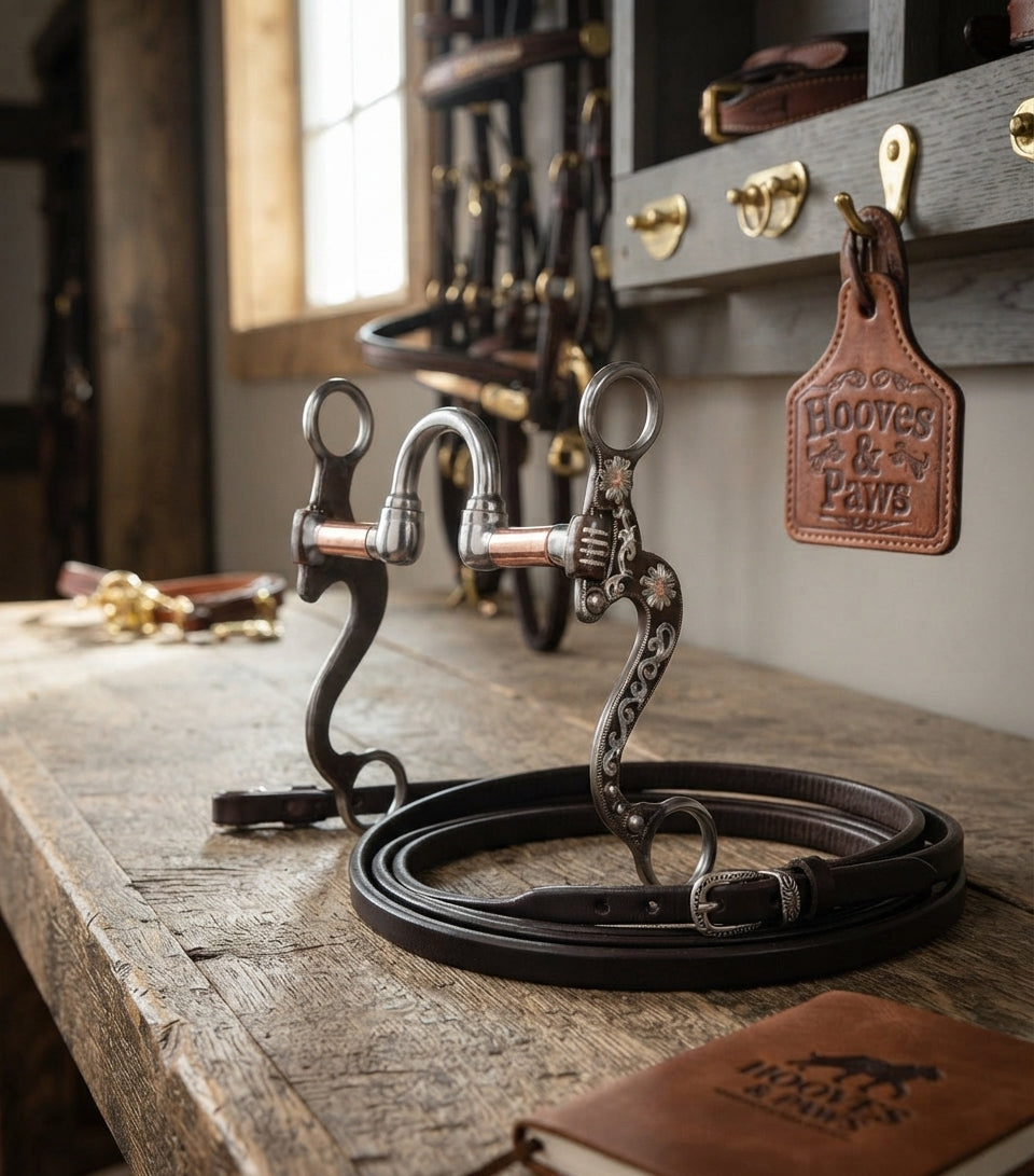 Lifestyle photo of Professional's Choice Small Flower Shank Horse Bit with Copper Accents - Multiple Mouthpiece Options