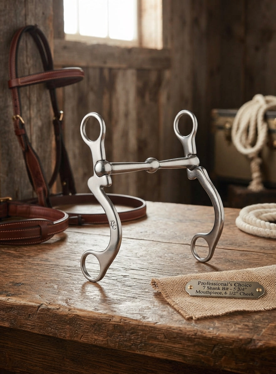 Lifestyle photo of Professional's Choice 7 Shank Bit - 5 3/4" Mouthpiece, 6 1/2" Cheek, Weighted Mouthpiece