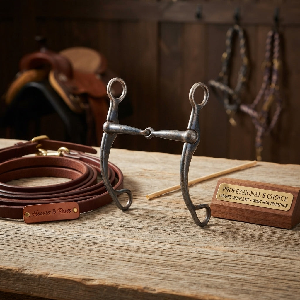 Lifestyle photo of Professional's Choice Laramie Snaffle Bit – Sweet Iron Transition