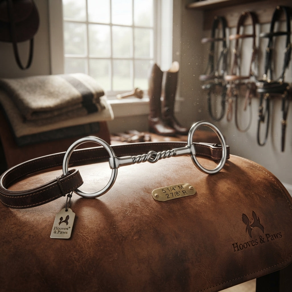 Lifestyle photo of Professional's Choice O-Ring Half and Half Snaffle Horse Bit - 5 1/4" Mouthpiece, 5/16" Diameter, 2 7/8" Rings