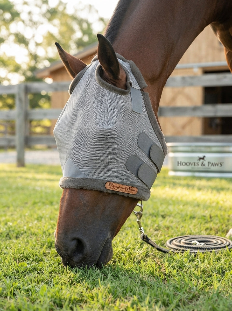 Lifestyle photo of Professional's Choice Breakaway Fly Mask - UV Protection & Safety Release