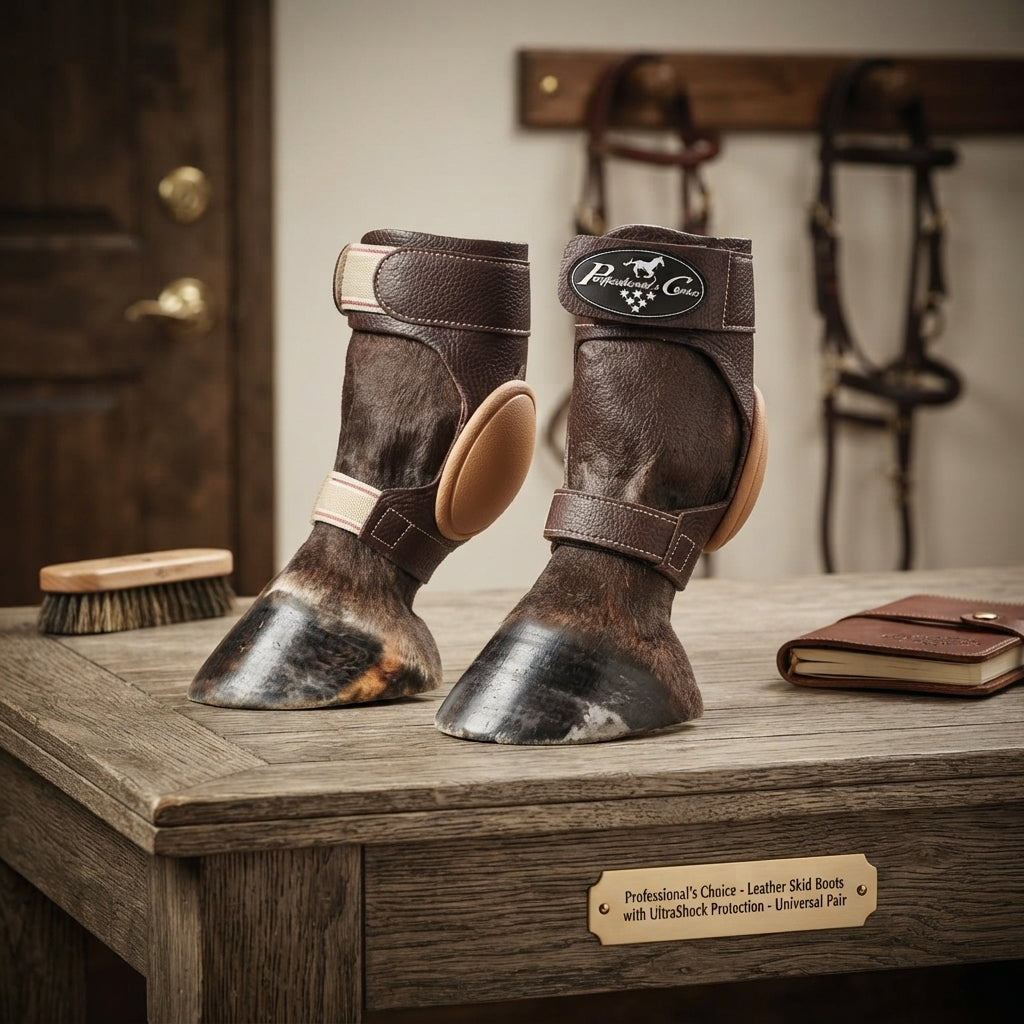 Lifestyle photo of Professional's Choice Leather Skid Boots with UltraShock Protection - Universal Size, Pair