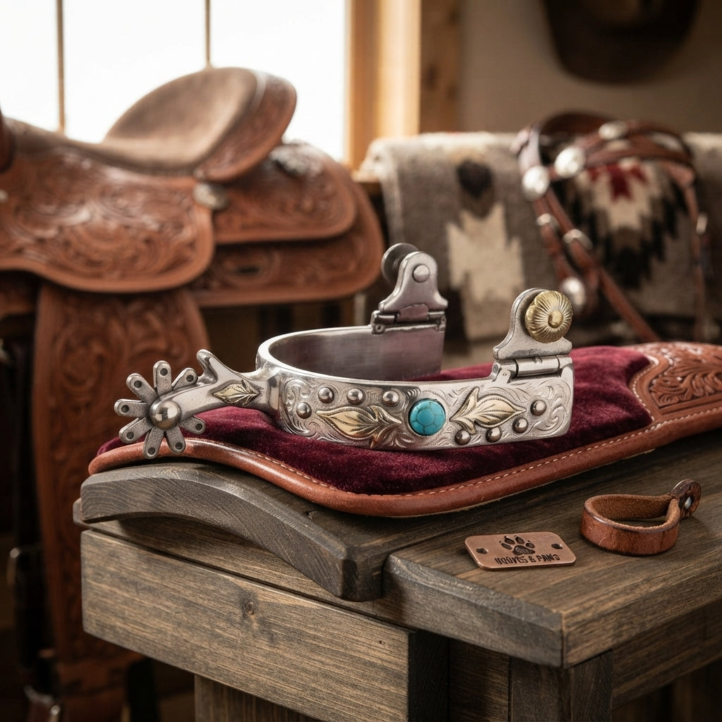 Lifestyle photo of Professional's Choice Feather Spur - Engraved Western Show Spur