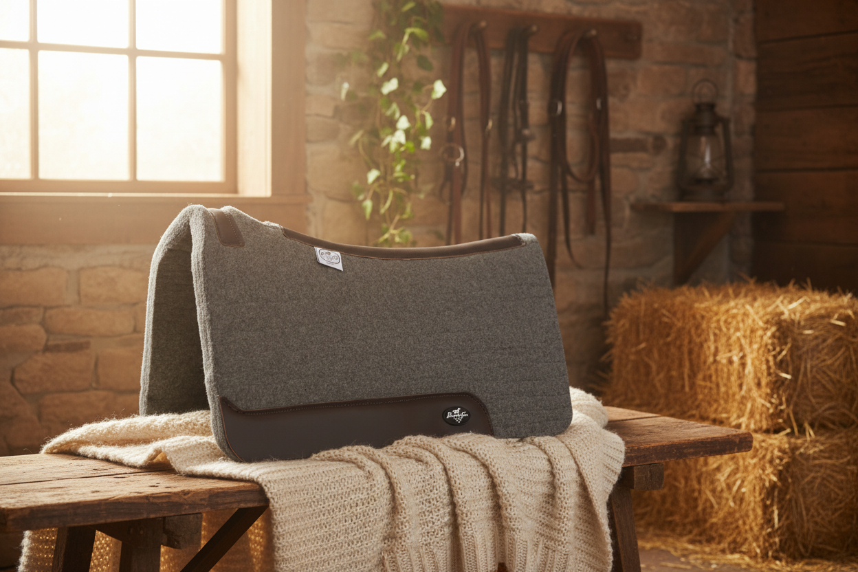 Professional's Choice ComfortFit Wool with Fleece Saddle Pad - Contoured Steam-Pressed Wool & Fleece Lining