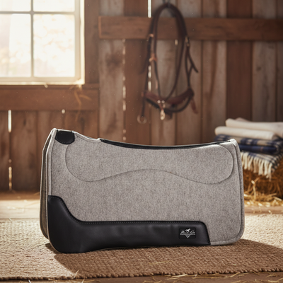 Precision Relief Wool Felt Barrel Saddle Pad - Contoured Shock-Absorbing Western Horse Pad