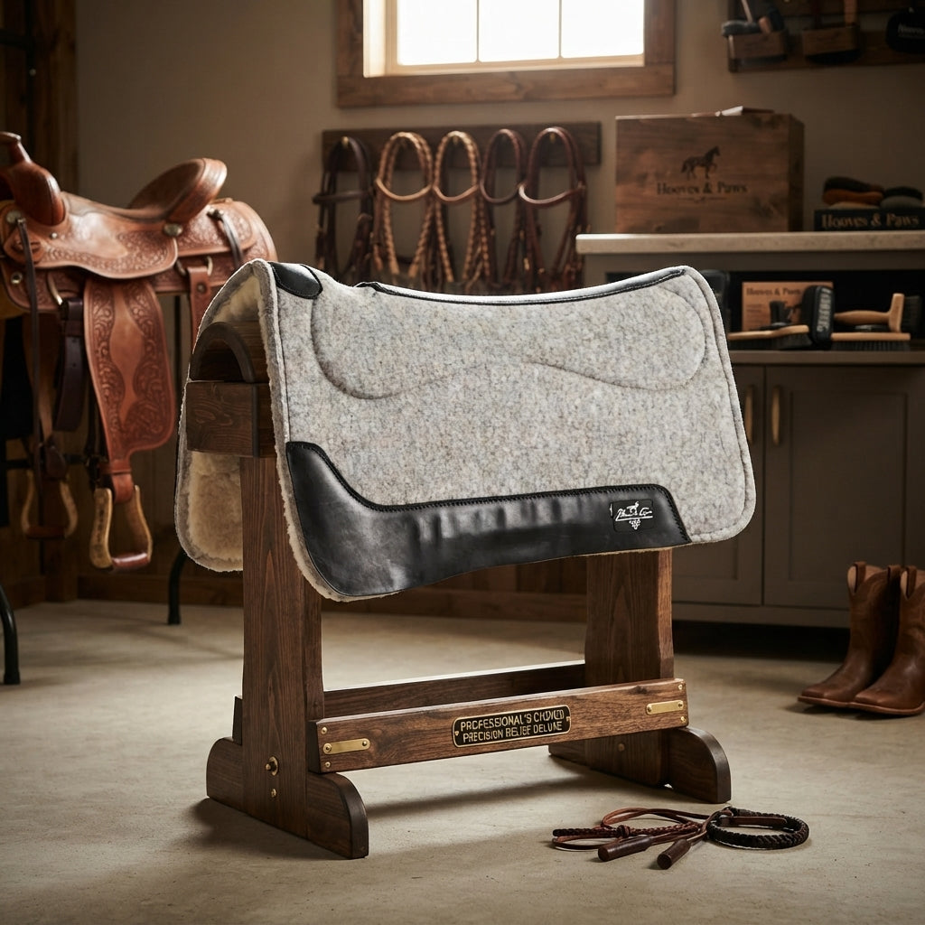 Lifestyle photo of Professional's Choice Precision Relief Deluxe Felt Western Saddle Pad - Air Ride Orthopedic Wool - Multiple Sizes