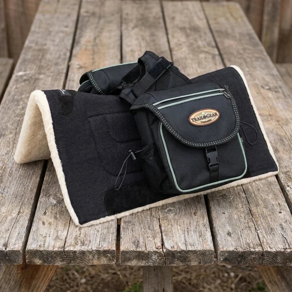 Fall Trail Comfort Kit - Classic Equine Performance Trainer Pad & Weaver Pommel Bag - styled product photo
