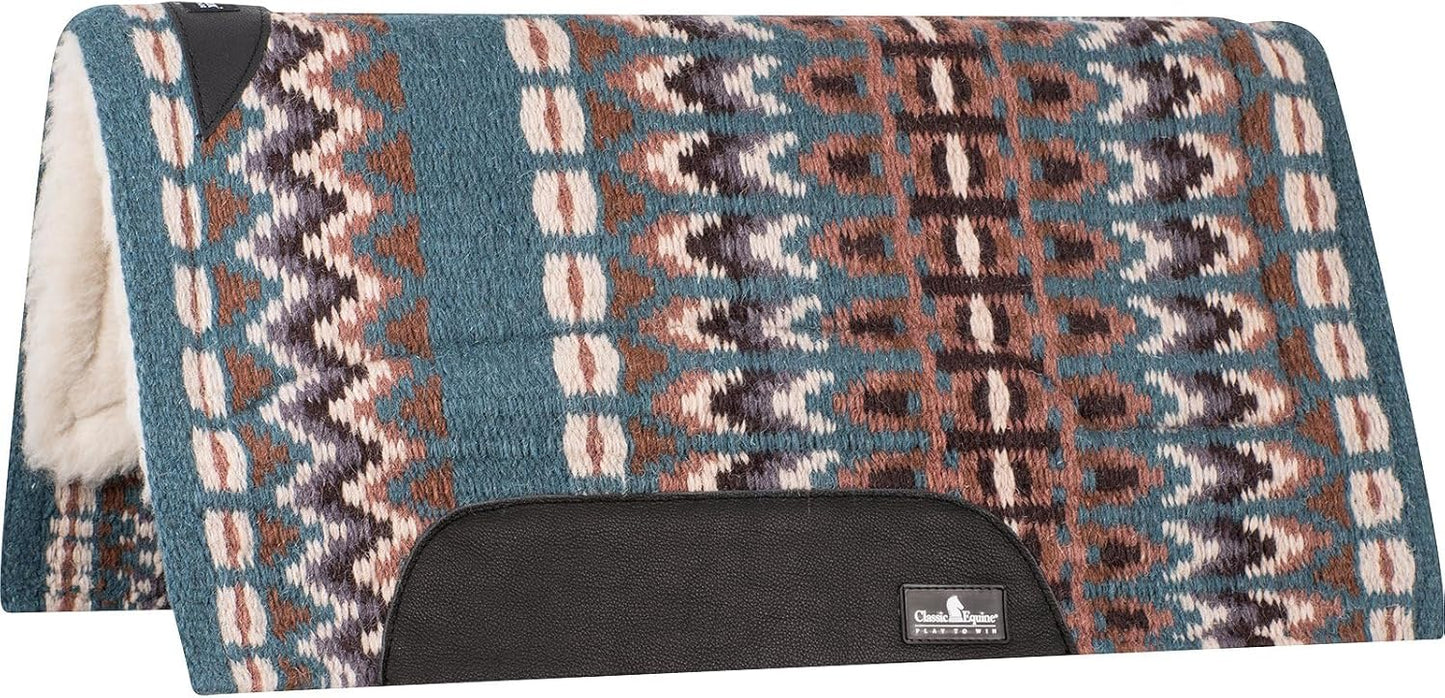 Classic Equine Sensorflex Wool Saddle Pad - 1" Heavy Wool Felt Center, Wool Fleece Bottom, 100% Wool Top