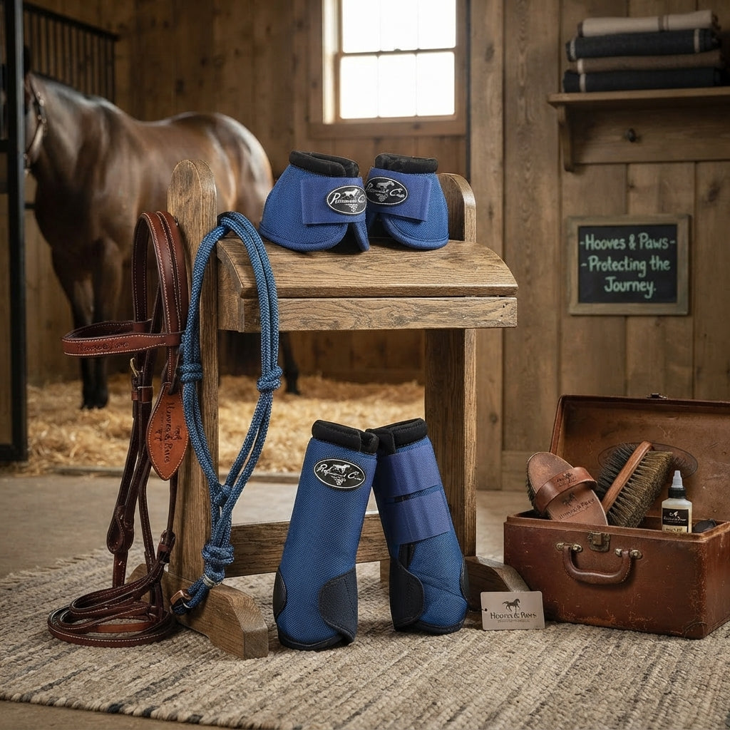 Lifestyle photo of Professional's Choice Horse Trail Protection Bundle - 2xCool Sport Boots (4-Pack) and Ballistic Bell Boots (4-Pack)