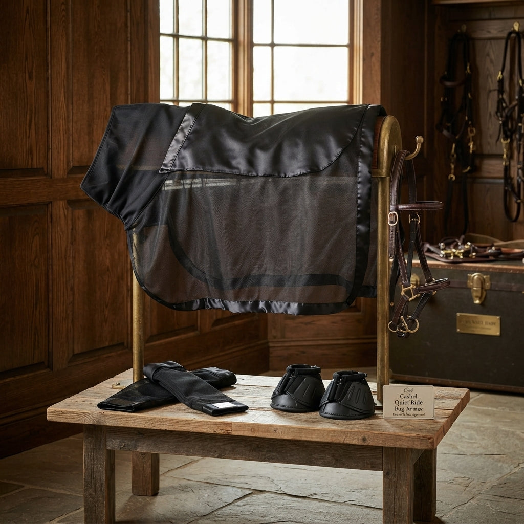 Lifestyle photo of Cashel Quiet Ride Bug Armor 2 Piece - Fine Mesh Riding Fly Protection Set