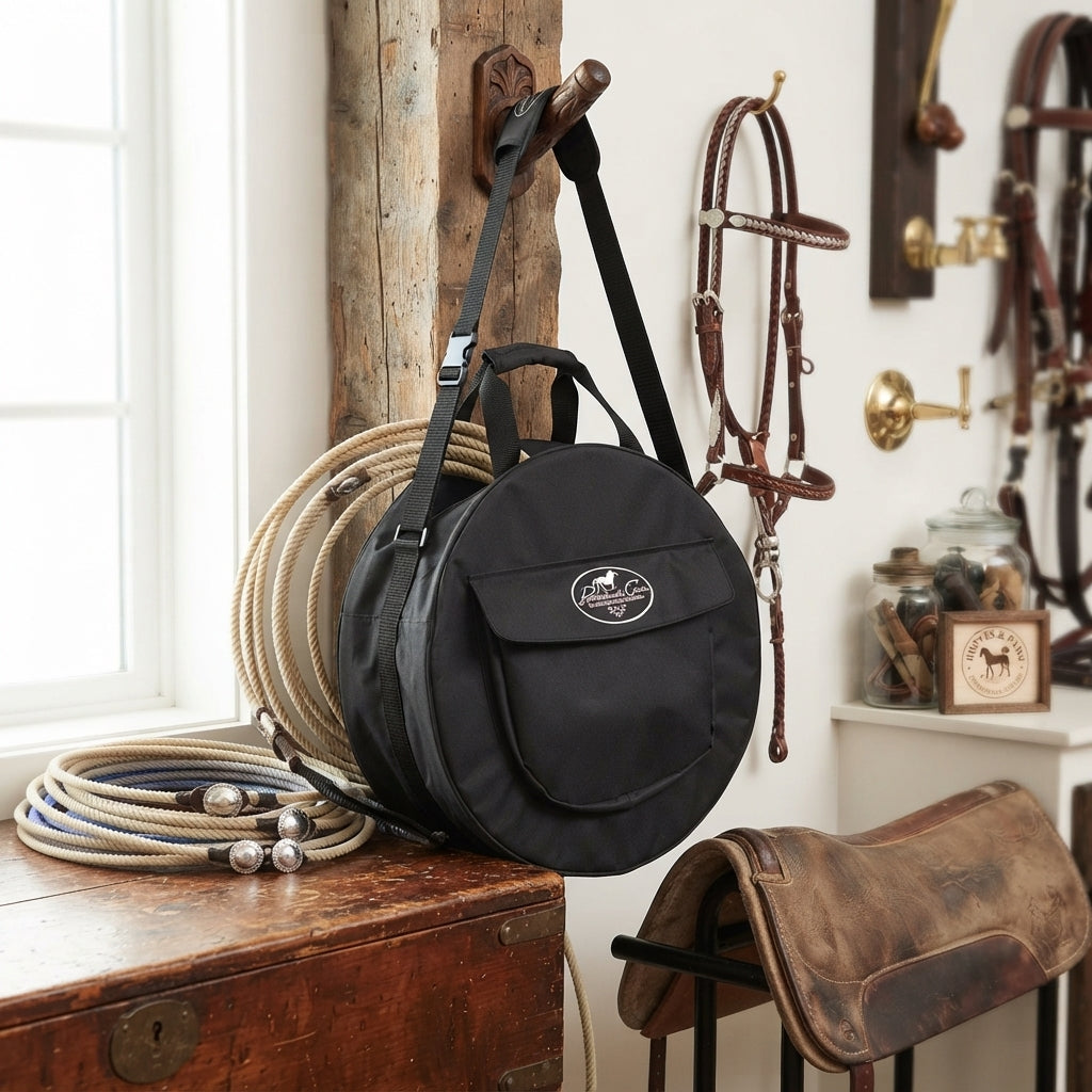 Lifestyle photo of Professional's Choice Rope Bag - Black Heavy Duty Multi-Compartment Nylon Western Gear Bag