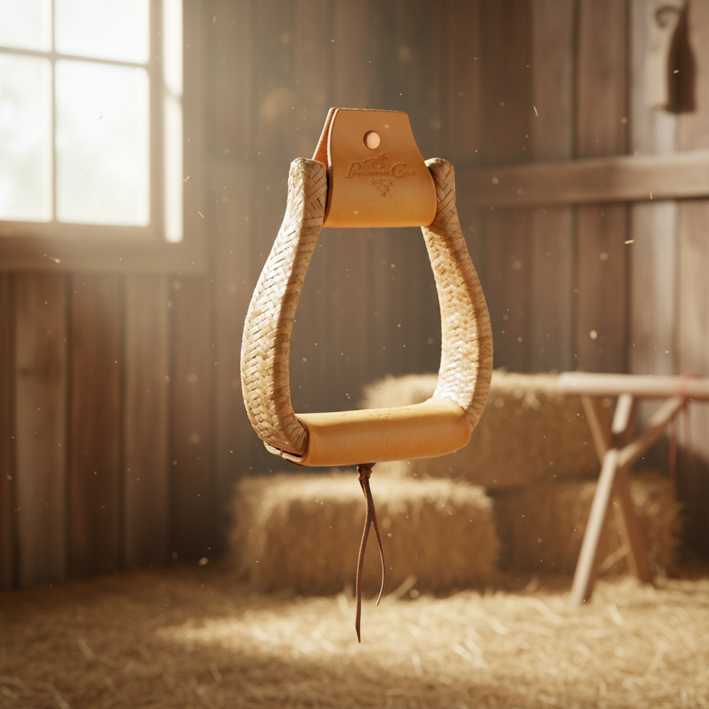 Professional's Choice Rawhide Braided Western Slanted Stirrups - Ergonomic Vaquero Style - Multiple Sizes