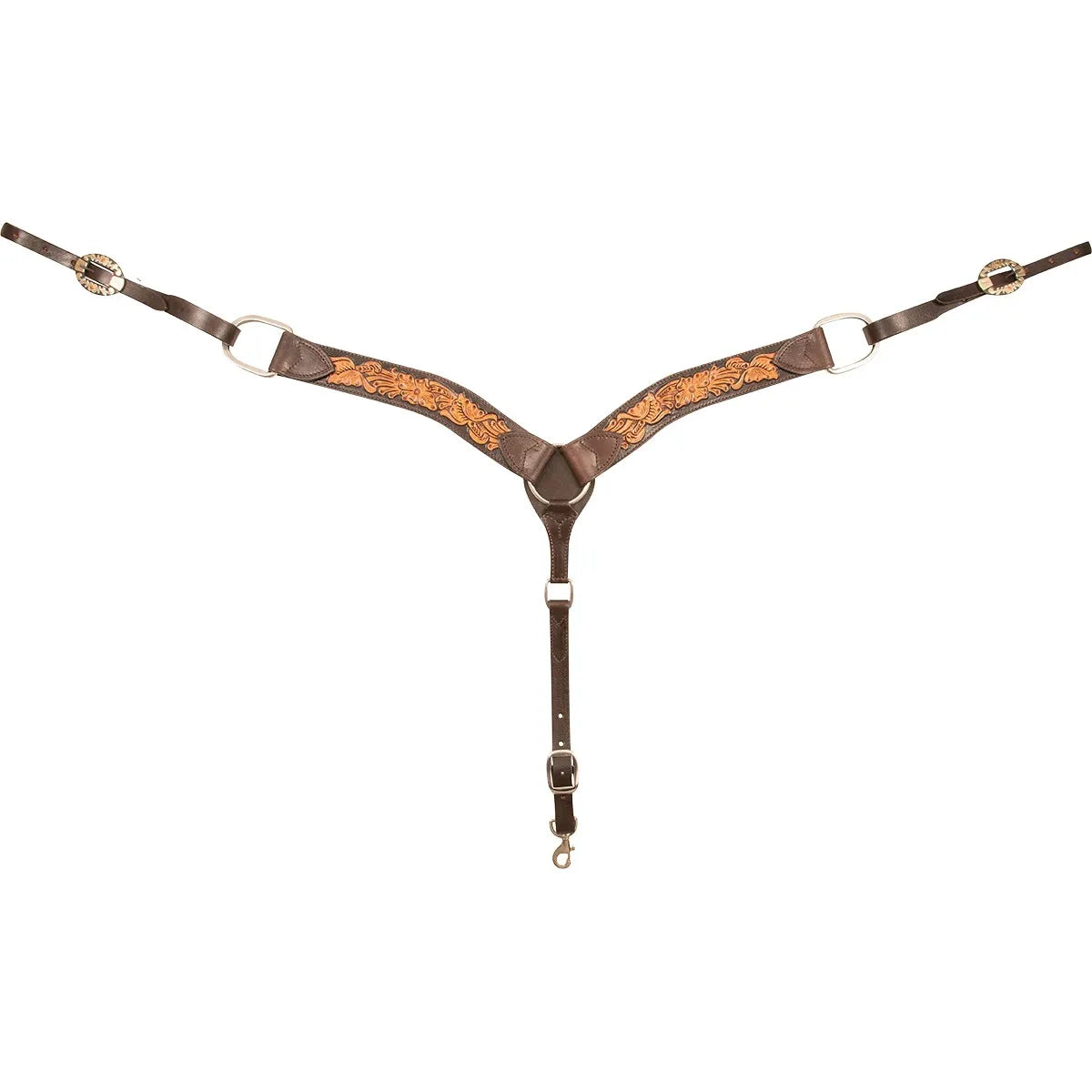 Cashel 2-Inch Two-Tone Leather Western Horse Breast Collar - Contoured Waved Design - Horse Size