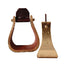 Cashel Monel and Brass Bell-Bottom Western Horse Stirrups - Leather Lined Wood Core - Size 4" Wide
