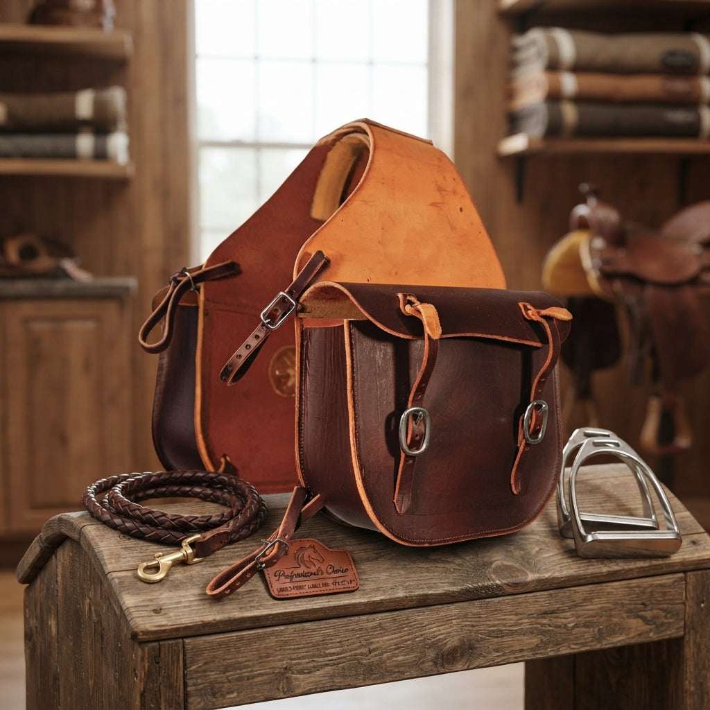 Lifestyle photo of Professional's Choice Large 2-Pocket Saddle Bag - 11" x 12" x 4" Heavy-Duty Universal Storage Pouch