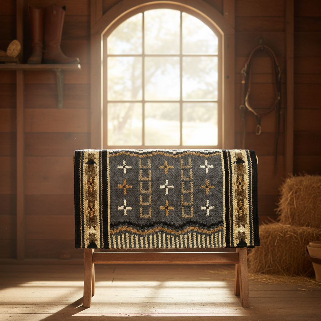 Professional's Choice Western Show Saddle Blanket - 100% New Zealand Wool with Wear Leathers - Oversized
