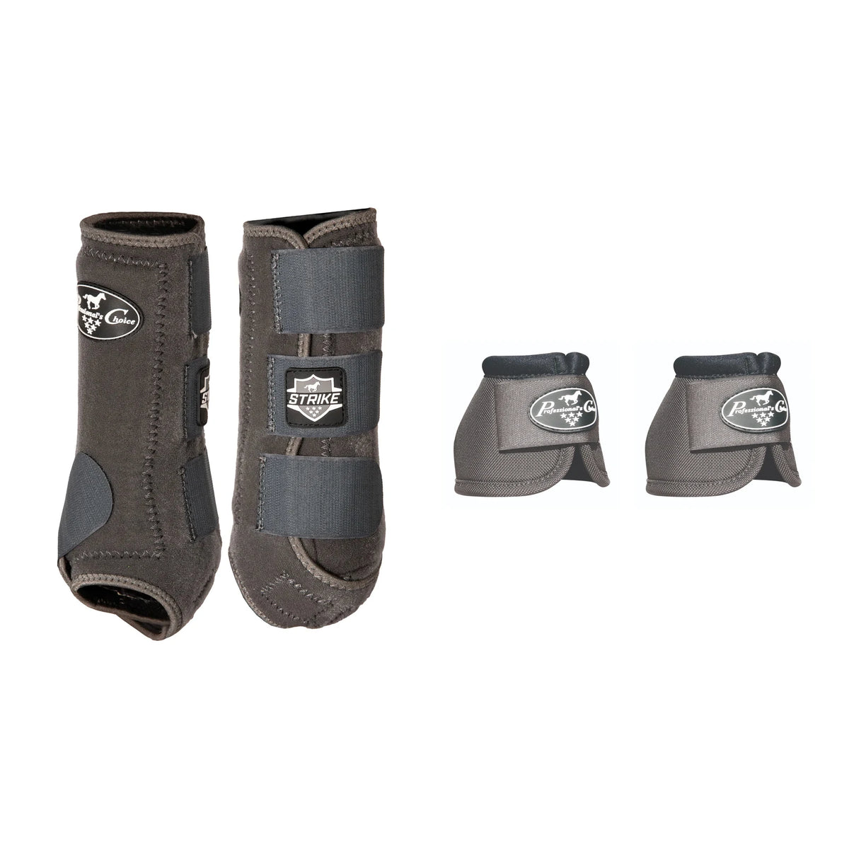 Professional's Choice Strike Front Boot & Bell Boot Combo — Charcoal / Medium