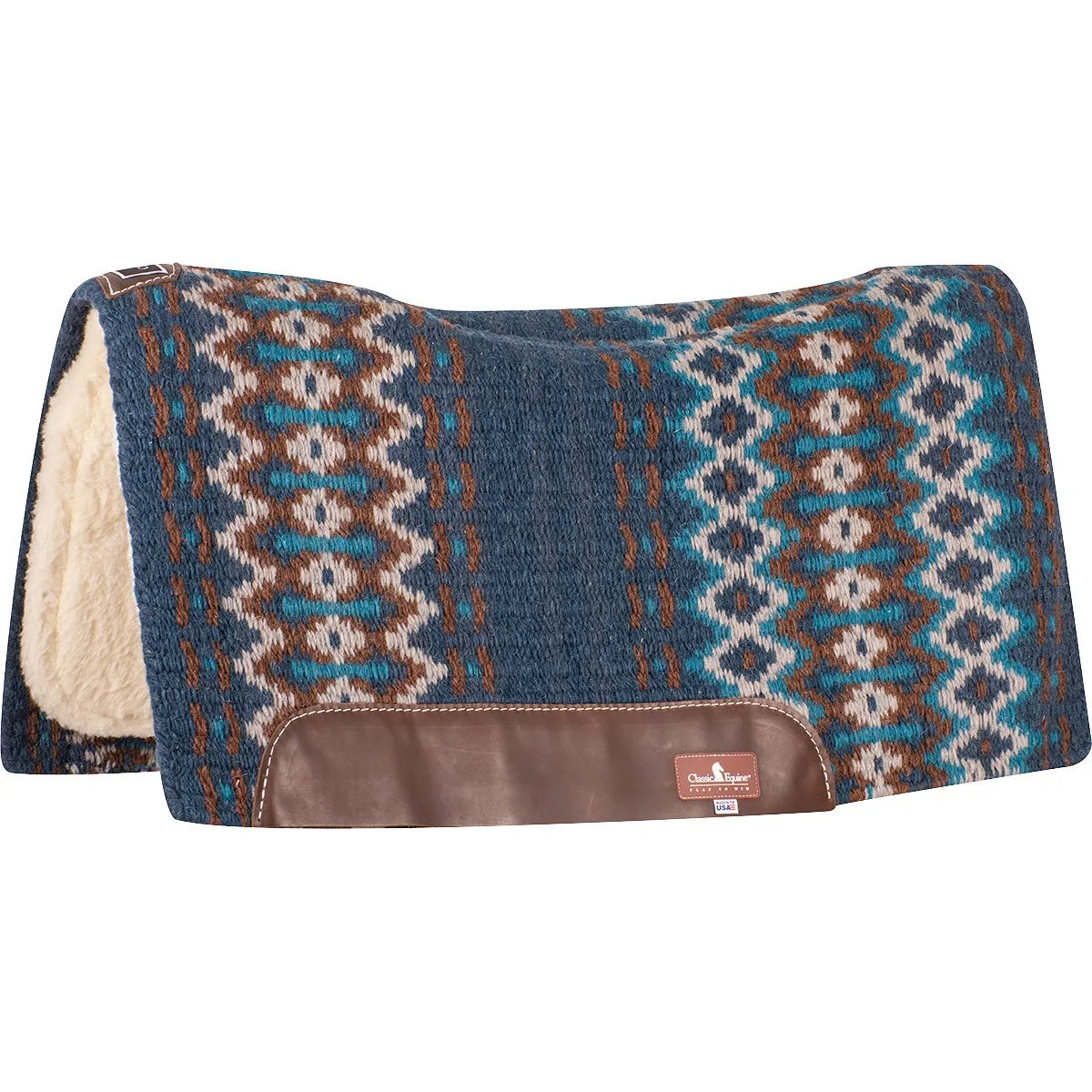 Classic Equine SensorFlex Blanket Top Contour Western Saddle Pad - 1-Inch Merino Wool Fleece Lining