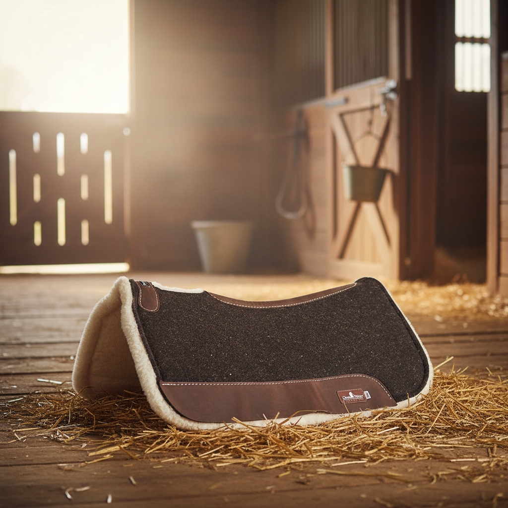 Classic Equine Sensorflex 1-Inch Wool Felt Western Saddle Pad - Merino Fleece Bottom & Contoured Spine