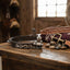 Lifestyle photo of Classic Equine Engraved Scroll Bumper Spurs - 1/2" Band, Antique Finish with Silver and Copper Scroll Detail
