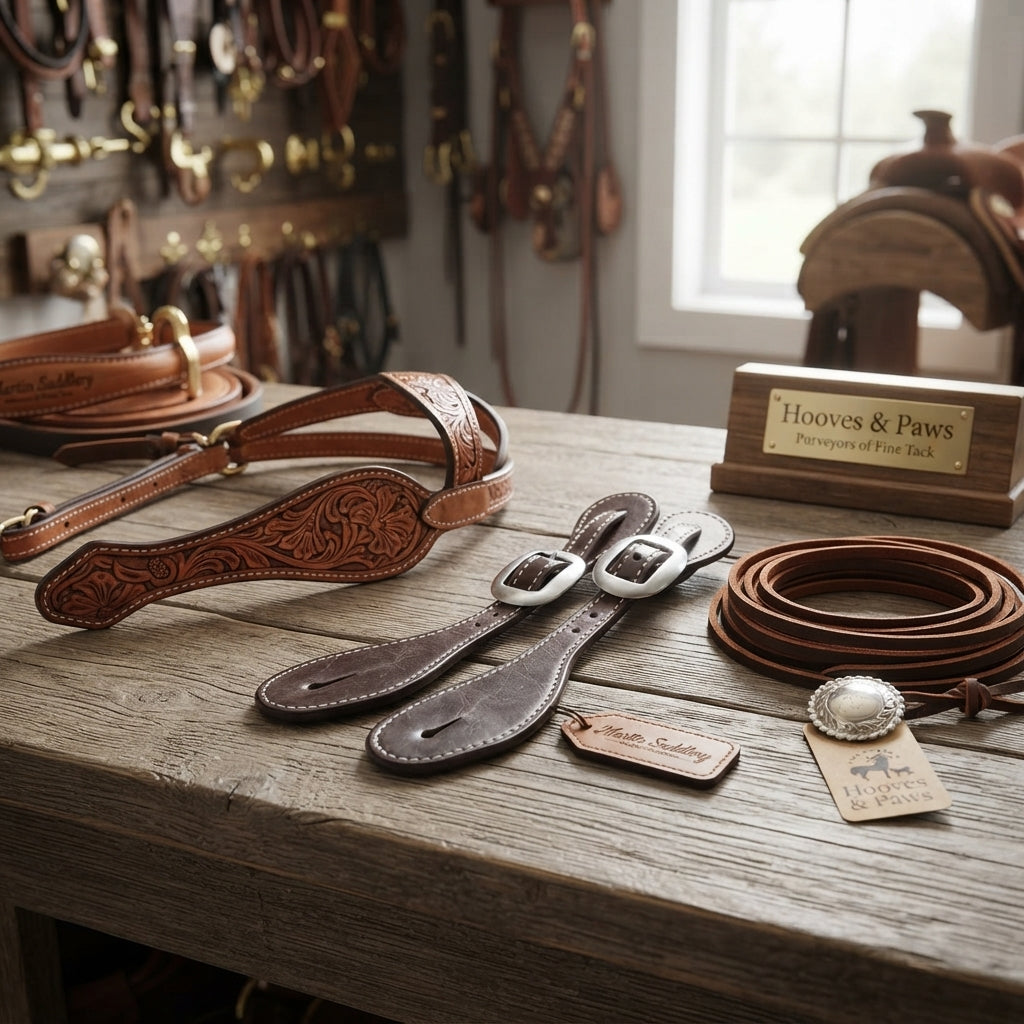 Lifestyle photo of Martin Saddlery Latigo Stitched Cowboy Spur Straps with Cart Buckles - SSCLS Design