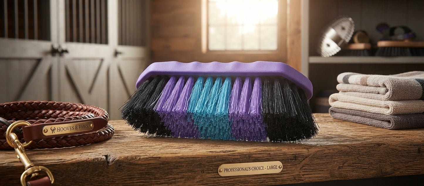 Lifestyle photo of Professional's Choice Large Synthetic Nylon Detangling Horse Brush with Crazy Bristles and Soft Touch Handle - Large