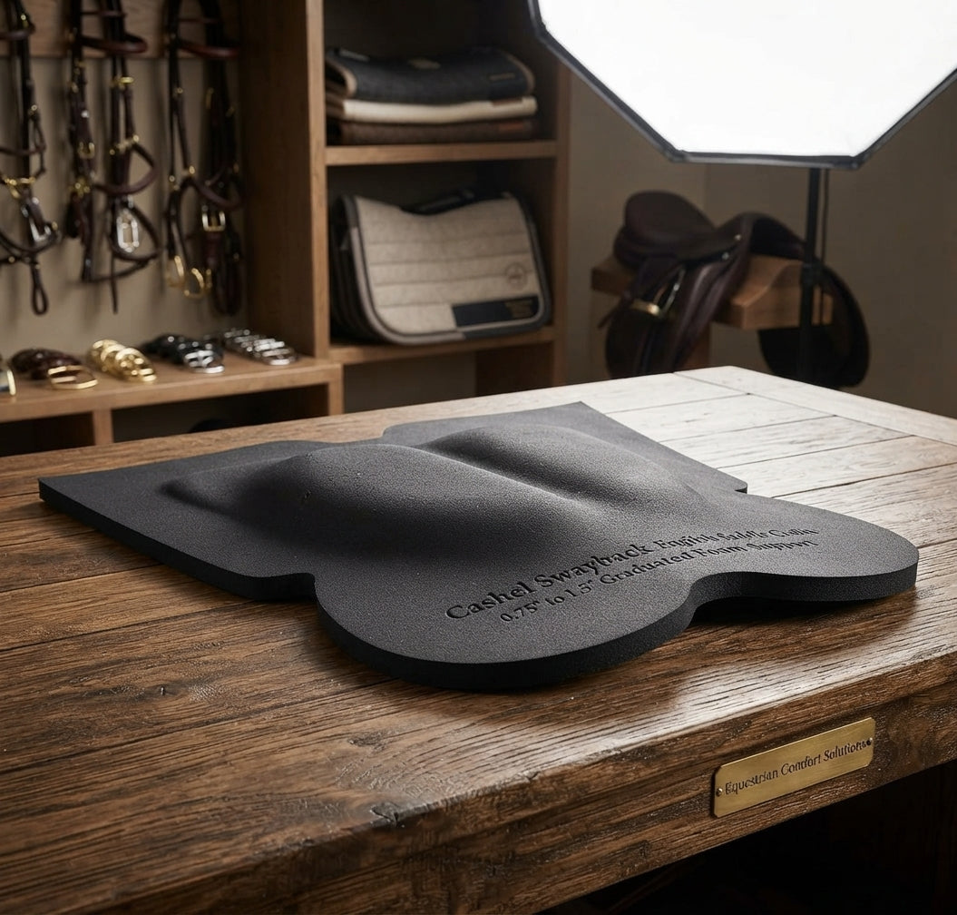 Lifestyle photo of Cashel Swayback English Saddle Cushion Pad - 0.75" to 1.5" Graduated Foam Support