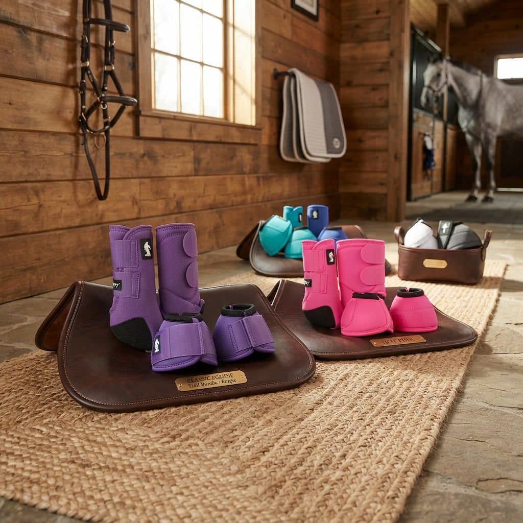 Lifestyle photo of Classic Equine Trail Bundle - Legacy2 Sport Boots 4-Pack & Bell Boots 4-Pack - 8-Piece Leg Protection