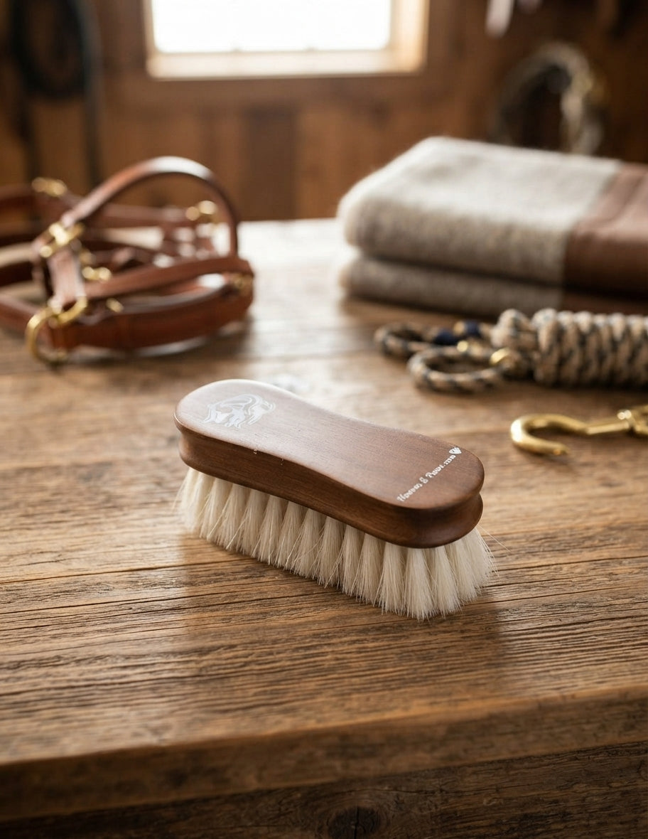 Lifestyle photo of Professional's Choice Small Wooden Goat Hair Brush - Ultra-Soft Pure Goat Hair & Paulownia Wood - Small