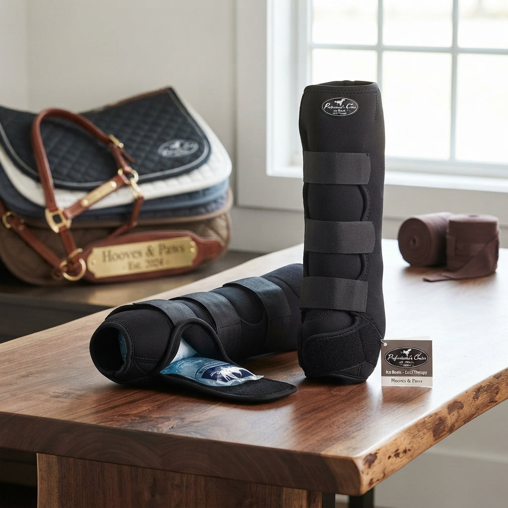 Lifestyle photo of Professional's Choice Ice Boots - Neoprene Equine Cold Therapy Leg Wraps with Gel Pockets - Sold in Pairs - Multiple Sizes
