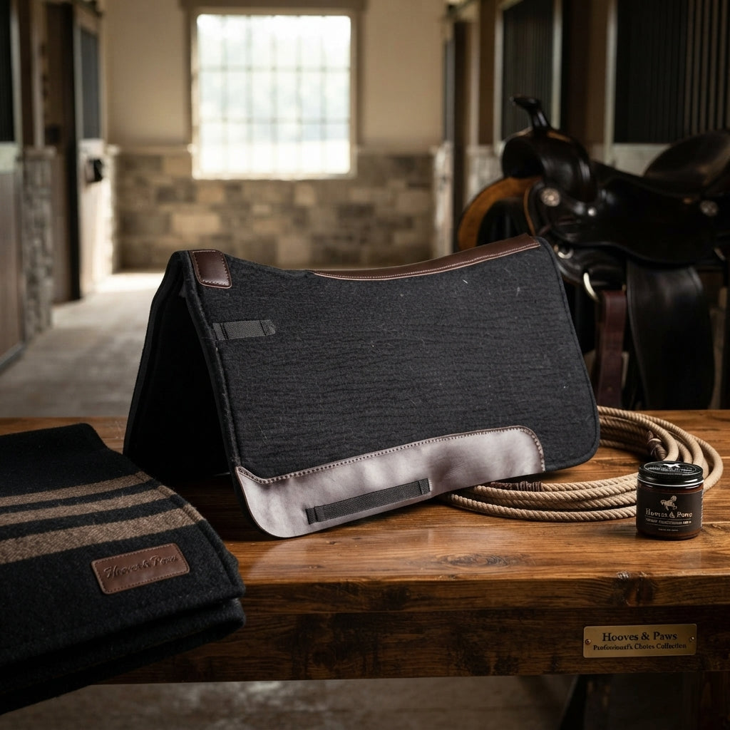 Lifestyle photo of Professional’s Choice 1" Felt & Rubber Western Work Saddle Pad - Black, 31" x 32"
