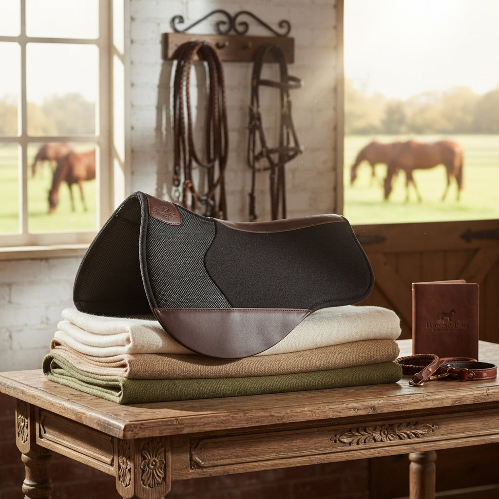 Lifestyle photo of Professional's Choice Round Skirt Western Saddle Pad - Wool Felt & Rubber Non-Slip Contoured - Multiple Sizes